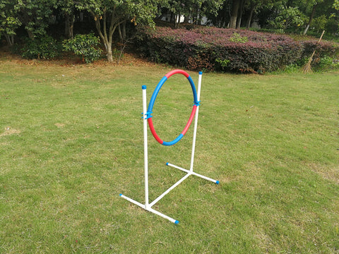 Portable Adjustable Dog Puppy Training Practice Jump Tyre Agility Post