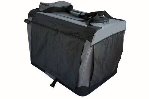XXL Foldable Soft Dog Cat Puppy Crate Carrier With Curtain-Grey