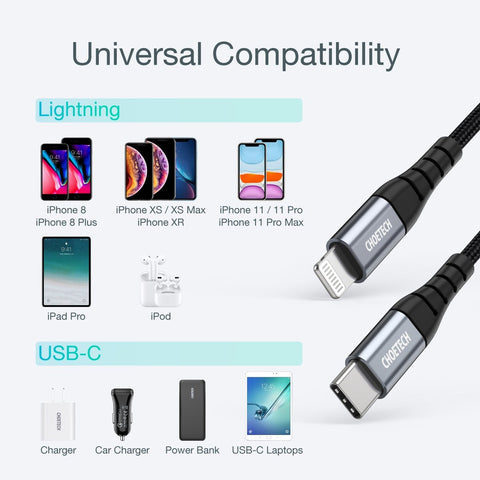 CHOETECH IP0041 USB-C To iPhone MFi Certified Cable 2M