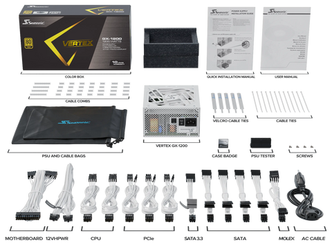 Seasonic VERTEX GX-1200 White 1200W ATX 3.0 Gold Modular PSU