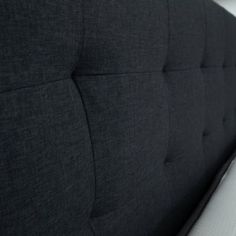 Volga King Single Bed Platform Frame Fabric Upholstered Mattress Base - Charcoal