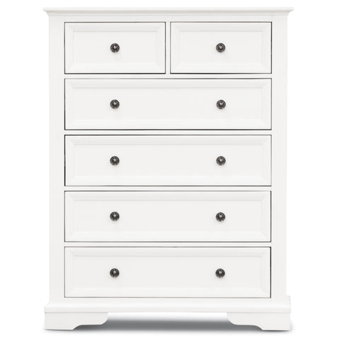 Celosia Tallboy 6 Chest of Drawers Solid Acacia Wood Bed Storage Cabinet - White