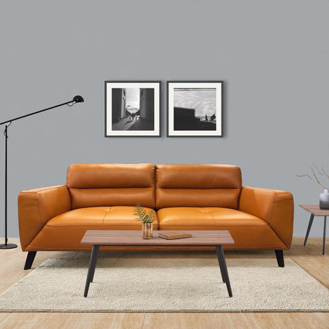 Downy  Genuine Leather Sofa Set 3 + 2 Seater Upholstered Lounge Couch Tangerine
