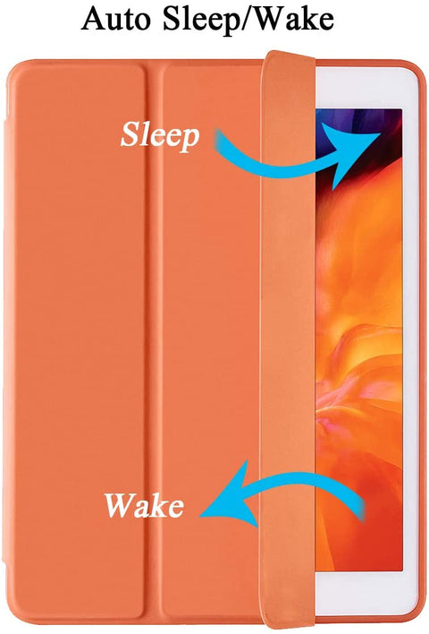 IPad 10.2 2019 7th Pencil Holder Slim Smart TPU Soft Case Orange