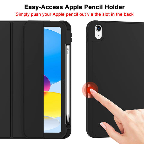 iPad 10th Case 10.9 Inch 2022 with Pencil Holder, Smart iPad Clear Case with Soft TPU Auto Wake Sleep Dark Green