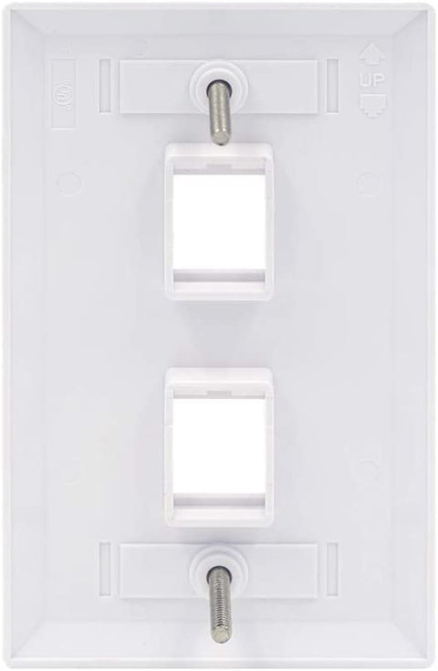 2 Port QuickPort outlet Wall Plate face plate, two Gang White