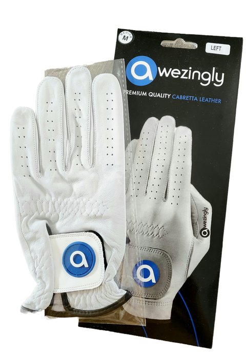 Premium Quality Cabretta Leather Golf Glove for Men - White (L)