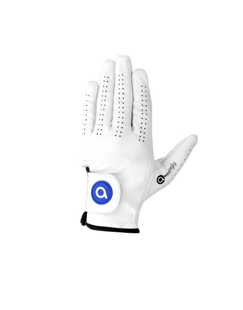 Awezingly Premium Quality Cabretta Leather Golf Glove for Men - White (M/L)