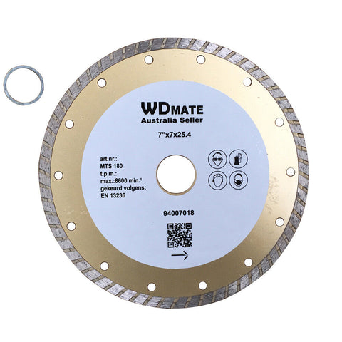 2x Diamond Cutting Blade180mm 2.4*7mm 7" Dry Wet Turbo Circular Saw Disc 25.4mm