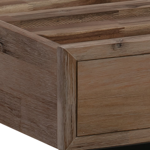 4 Pieces Bedroom Suite made in Solid Wood Acacia Veneered Queen Size Oak Colour 1XBed, 2X Bedside Table & 1XTallboy