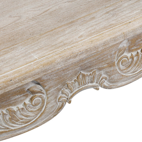 Dining Table Oak Wood Plywood Veneer White Washed Finish in Medium Size