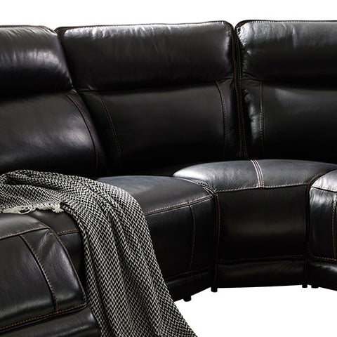 6 Seater Corner Sofa with Genuine Leather Black Armless Recliners Straight Console Lounge Set for Living Room