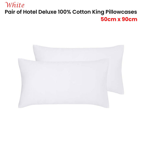 Accessorize Pair of White Hotel Deluxe Cotton King Pillowcases 50cm x 90cm