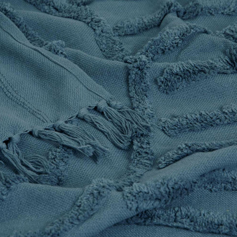 J Elliot Home Zen Luxury Fringe Throw 130 x 160cm Steel Blue