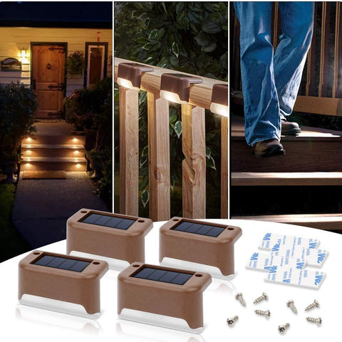 4 Pack SolarPower Deck Lights Outdoor Step Lights Waterproof LED lights