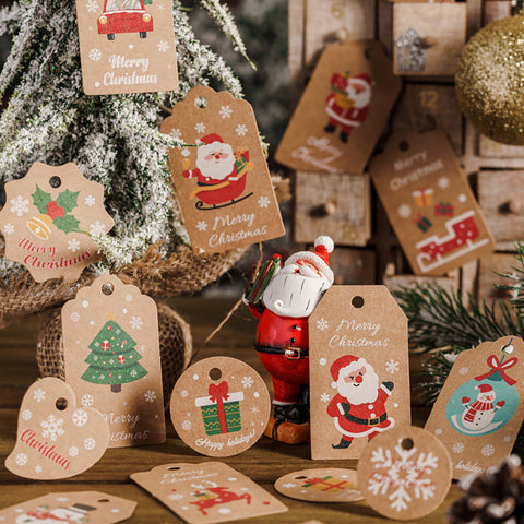 100Pack Xmas Decoration 350g Thicken Kraft Paper Gift Tag Wrapping Kraft Tag Hang Tags(Style C)
