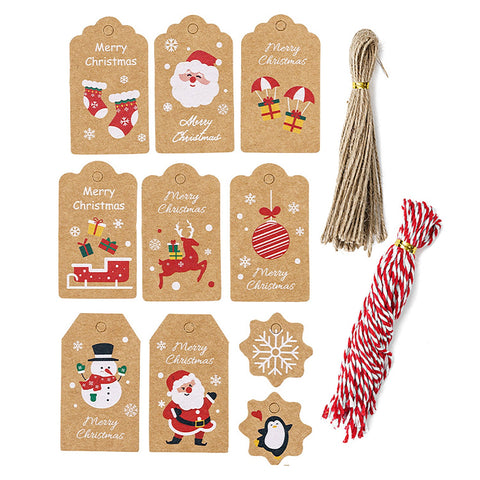 100Pack Xmas Decoration 350g Thicken Kraft Paper Gift Tag Wrapping Kraft Tag Hang Tags(Style C)