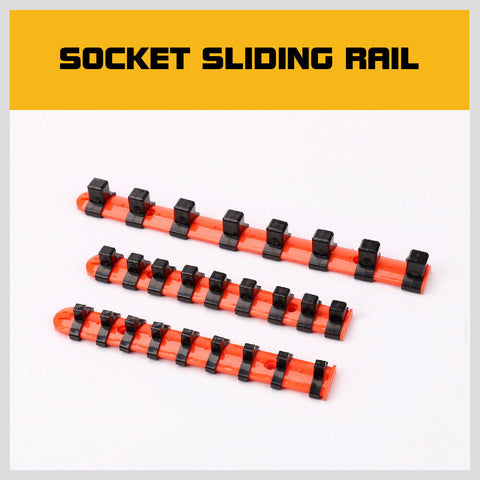 3Pc Mixed Socket Holder Set Storage Rails 1/2" 3/8" 1/4" Drive Grip Organiser