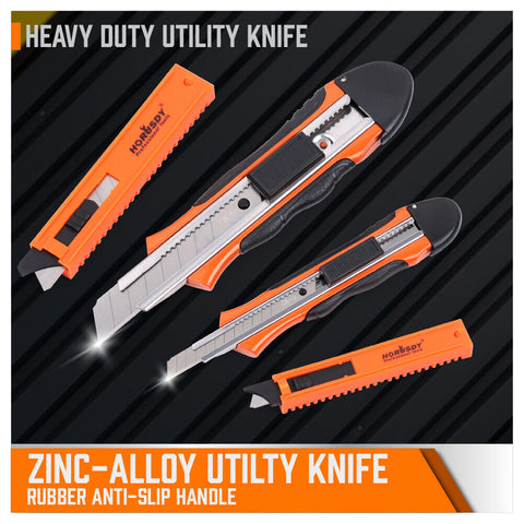 12 pcs Sliding Lock Utility Knife Box Cutter 10 Spare Stanley Knife Blades Craft