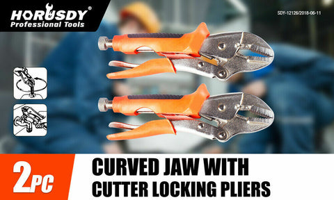 Vice Grip Locking Pliers Curved Jaw Auto Locking 235mm Long With Soft Grip