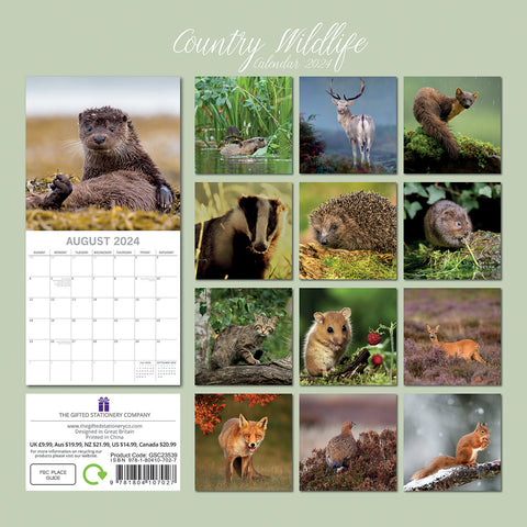 Country Wildlife 2024 Square Wall Calendar Cute Animals 16 Month Premium Planner