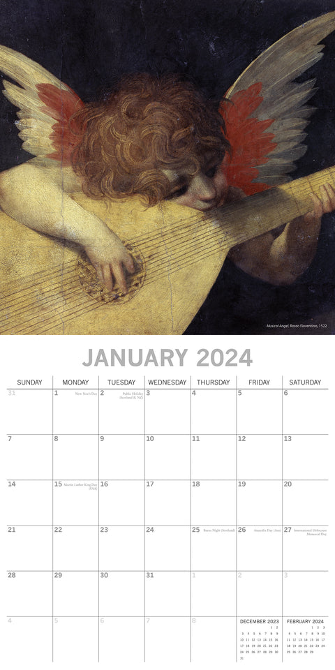 Angels - 2024 Square Wall Calendar 16 Month Arts Planner Christmas New Year Gift