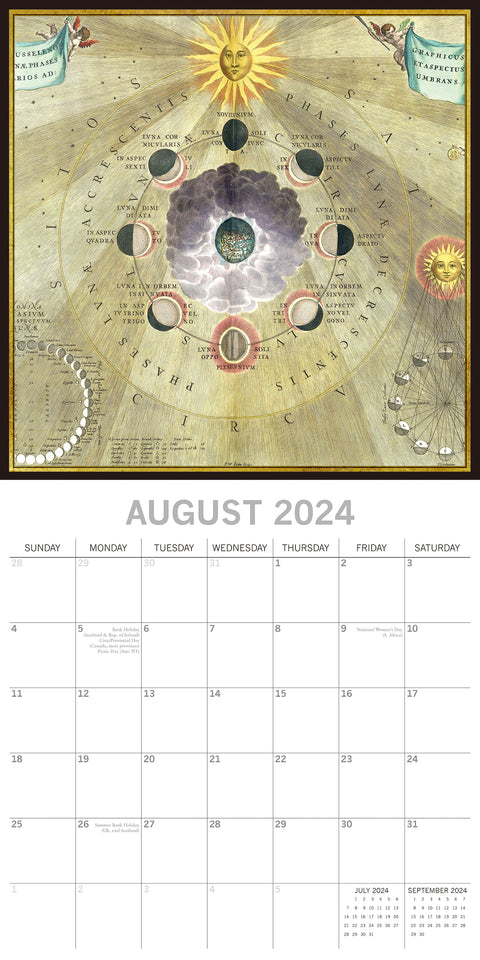 Celestial - 2024 Square Wall Calendar 16 Months Arts Planner Xmas New Year Gift