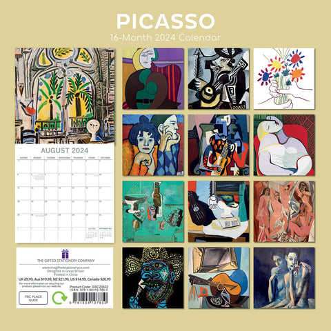 Picasso 2024 Square Wall Calendar 16 Months Arts Planner Christmas New Year Gift