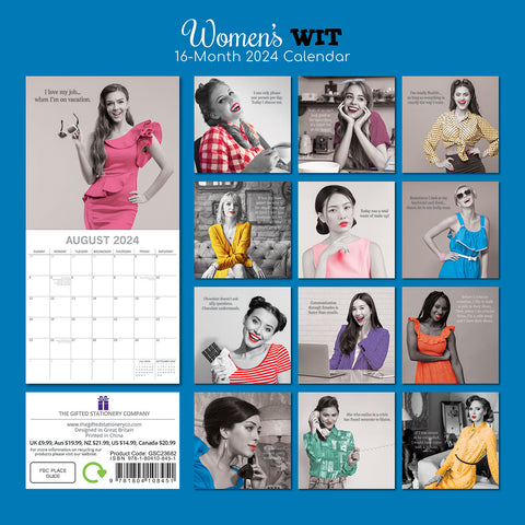 Women's Wit - 2024 Square Wall Calendar 16 Month Planner Christmas New Year Gift