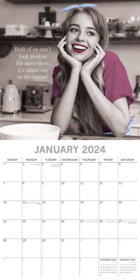 Women's Wit - 2024 Square Wall Calendar 16 Month Planner Christmas New Year Gift