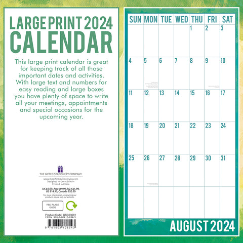 Large Print Calendar 2024 Square Wall Calendar 16 Months School Planner New Year