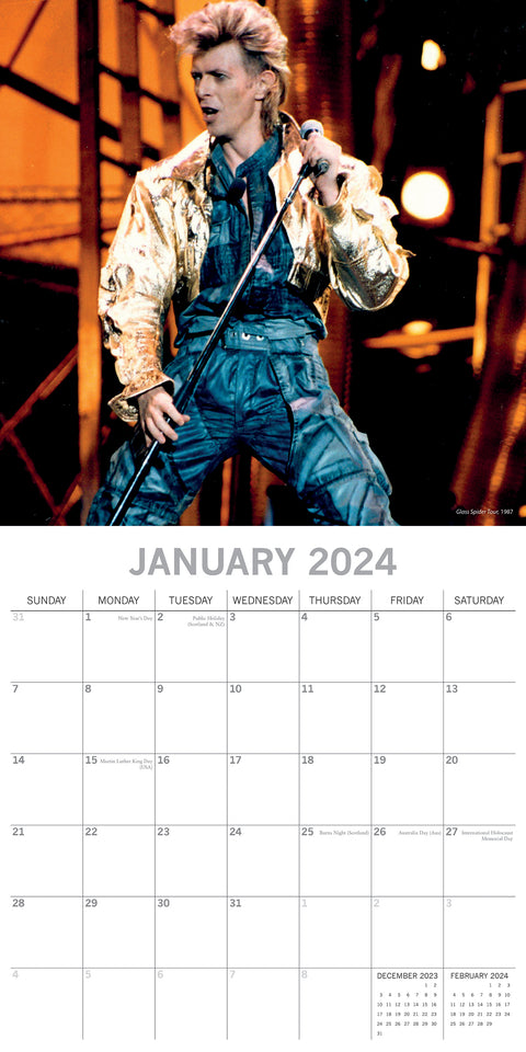 David Bowie - 2024 Square Wall Calendar 16 Month Planner Christmas New Year Gift