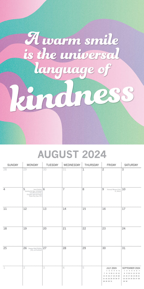 Be Kind - 2024 Square Wall Calendar 16 Months Lifestyle Planner New Year Gift