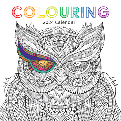 Colouring Calendar - 2024 Square Wall Calendar 16 Months Lifestyle Planner Gift