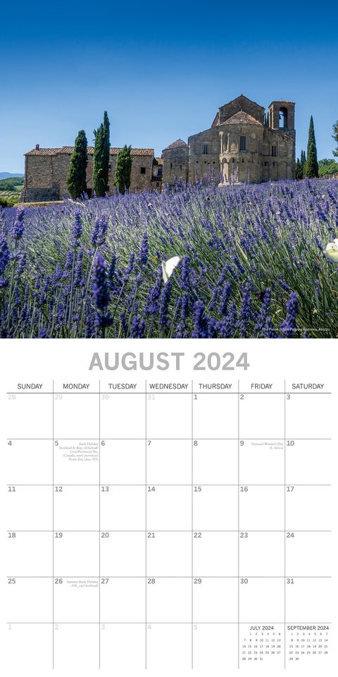 Tuscany - 2024 Square Wall Calendar 16 Months Premium Planner Xmas New Year Gift