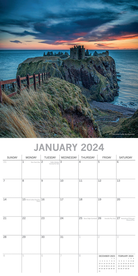 Coastlines of Britain - 2024 Square Wall Calendar 16 Months Premium Planner Gift