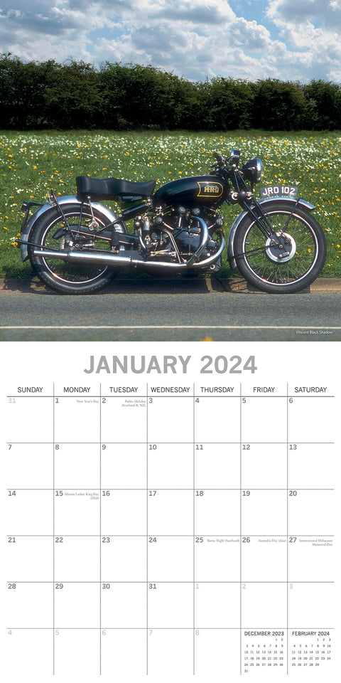 Classic Bikes 2024 Square Wall Calendar 16 Month Planner Christmas New Year Gift