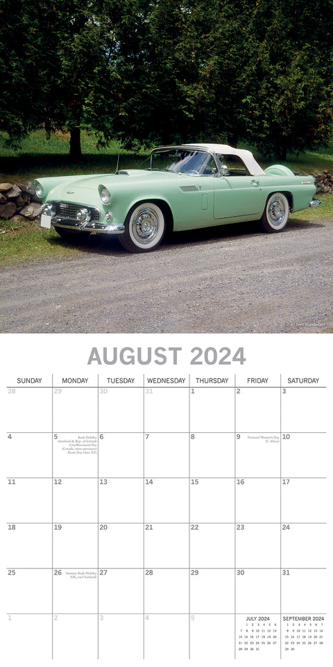 Classic Cars 2024 Square Wall Calendar 16 Months Planner Christmas New Year Gift