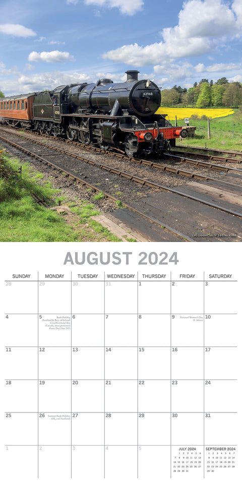 Steam Trains 2024 Square Wall Calendar 16 Months Planner Christmas New Year Gift