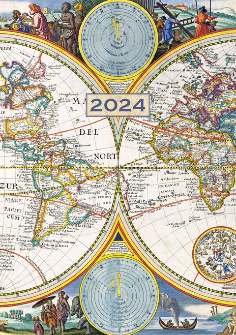 Antique Maps 2024 A5 Padded Cover Diary Premium Planner Book Xmas New Year Gift