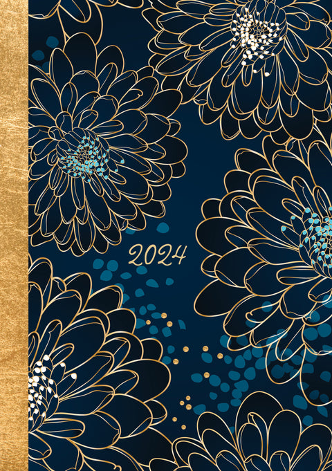 Dahlia - 2024 A5 Padded Cover Diary Premium Planner Book Christmas New Year Gift