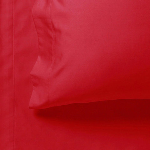 1000TC Ultra Soft Fitted Sheet & 2 Pillowcases Set - Double Size Bed - Red