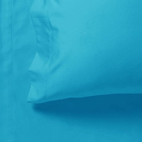 1000TC Ultra Soft Queen Size Bed Light Blue Flat & Fitted Sheet Set