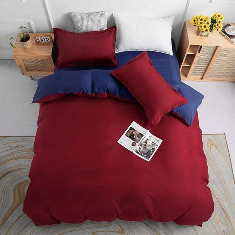 1000TC Reversible Super King Size Blue and Red Duvet Doona Quilt Cover Set