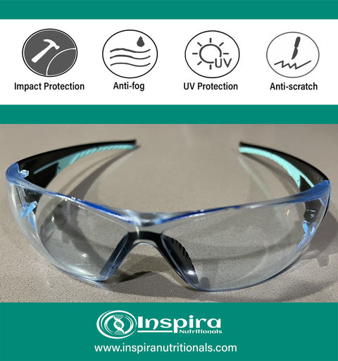 Protective Safety Glasses Clear Light Blue Lens