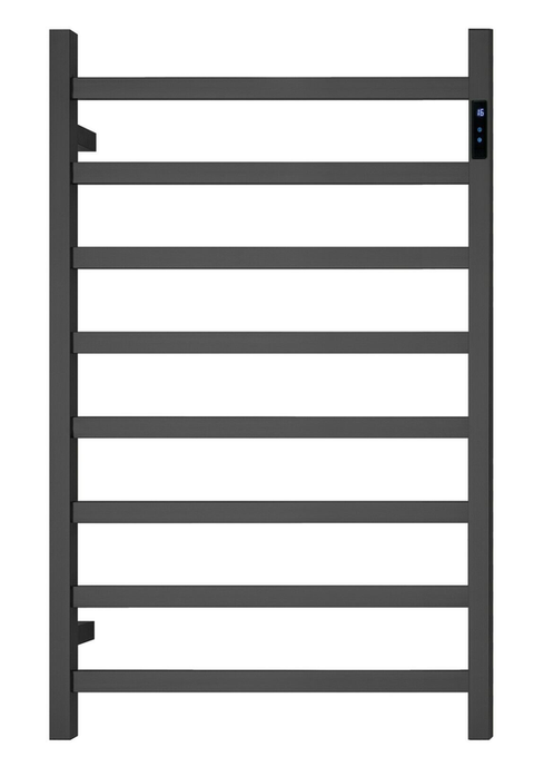 Premium Matte Black Heated Towel Rack with LED- 8 Bars, Square Design, AU Standard, 1000x620mm Wide