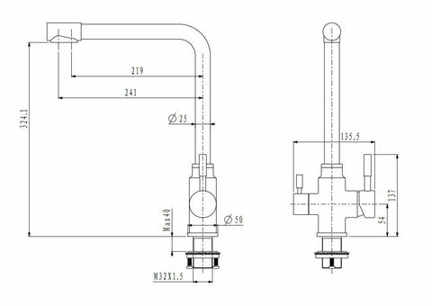 2023 Brushed Brass Gold L shape 3 way filter water kitchen mixer tap faucet Stainless steel Made PVD plated