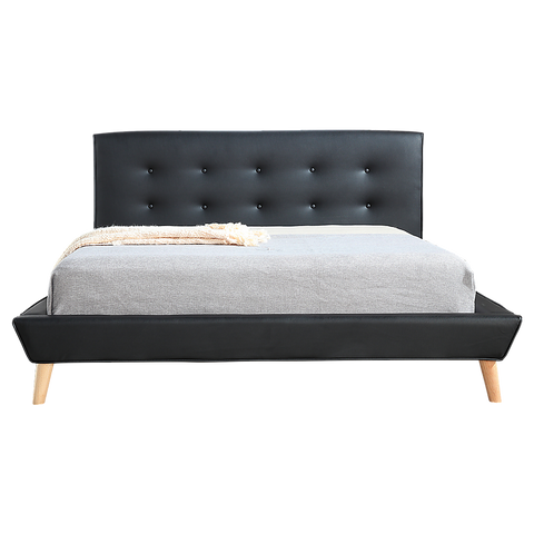 Double PU Leather Deluxe Bed Frame Black