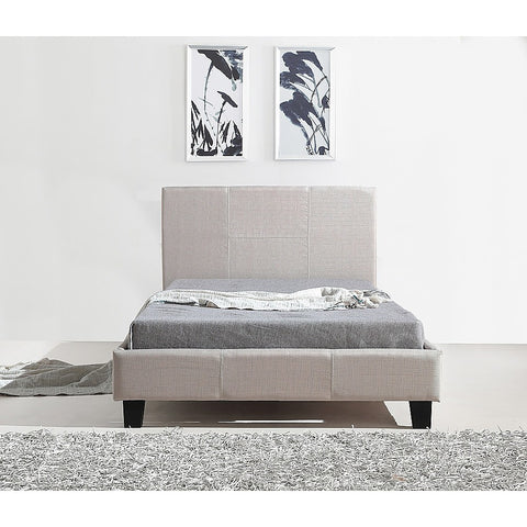King Single Linen Fabric Bed Frame Beige