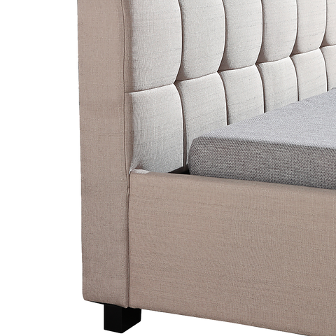 King Single Linen Fabric Deluxe Bed Frame Beige